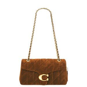 Coach Tabby Shoulder Bag 26 in Warm Brown Womens Suede Brass Hardware Purse